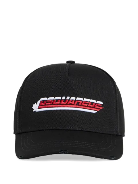 DSQUARED2 logo-embroidered distressed baseball cap Black BCM102805C00001
