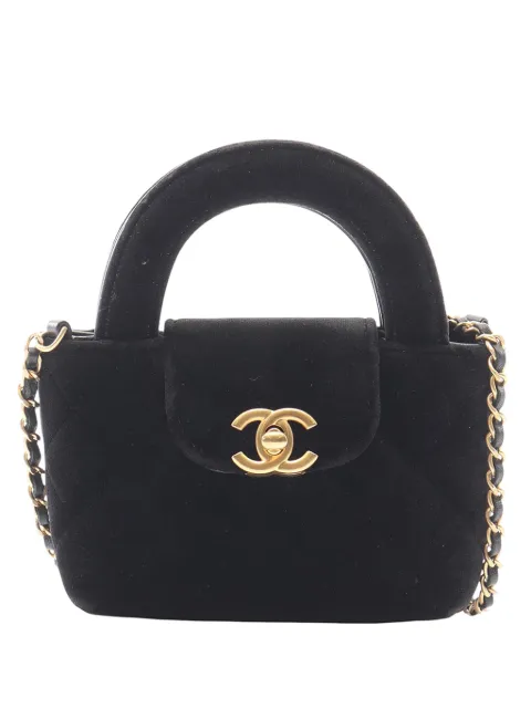 CHANEL Pre-Owned 2021-2026 Nano Quilted Velvet Kelly Shopper Bag satchel Black 95HRWWAS0CPZ5BFN