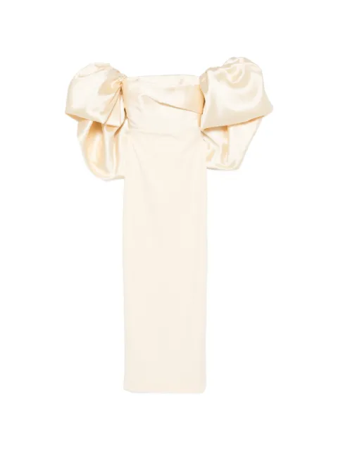 Solace London off-shoulder puff-sleeve maxi dress Neutrals OS43018