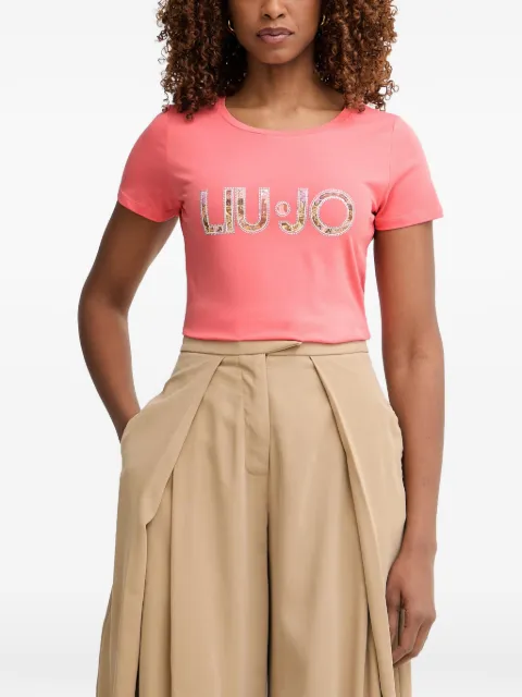 LIU JO rhinestone-embellished T-shirt Pink VA6169JS003