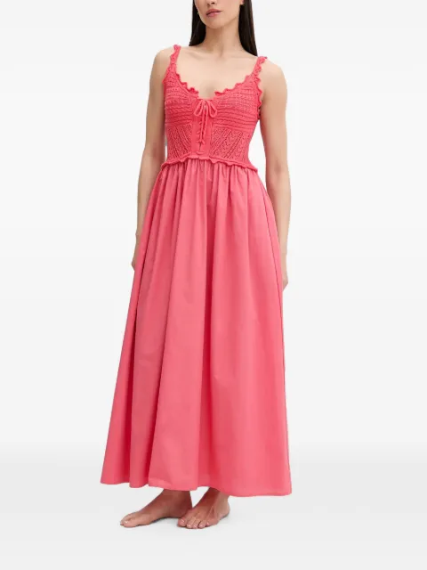 LIU JO crochet-knit lace-up midi dress Pink VA6130TS125