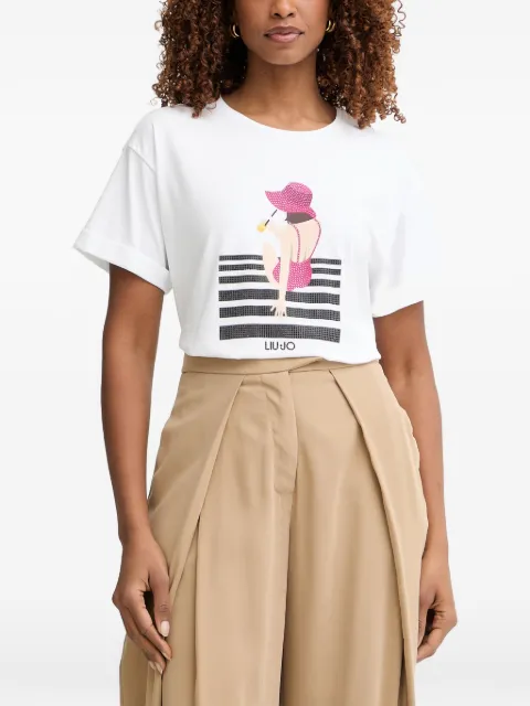 LIU JO embellished graphic-print T-shirt White VA6170JS003