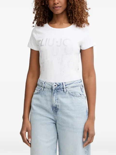LIU JO rhinestone-logo T-shirt White VA6171JS003