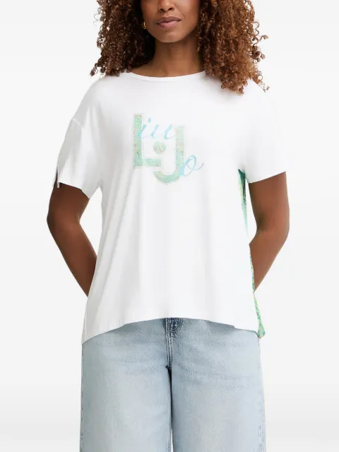 LIU JO paisley-print rhinestone-embellished T-shirt White VA6164JS360