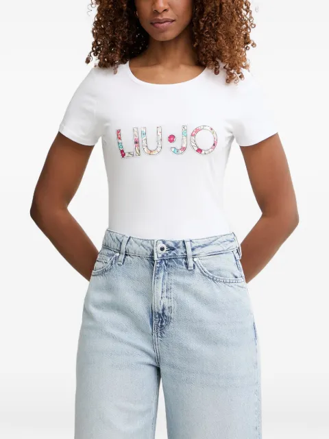 LIU JO floral-logo T-shirt White VA6169JS003
