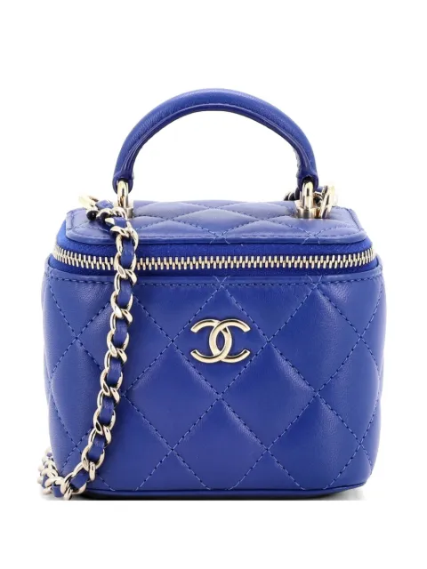 CHANEL Pre-Owned Classic Top Handle Vanity Case with Chain Quilted Lambskin Mini crossbody bag Blue VPCFGOP473Z964QW