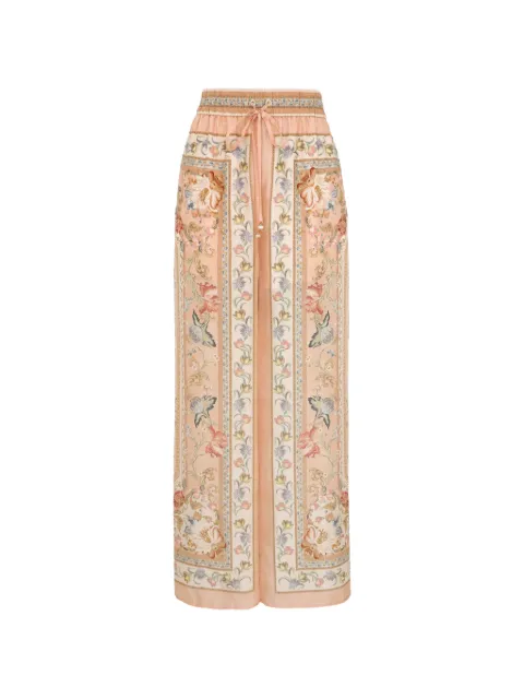 ZIMMERMANN Roselight floral-print silk trousers Neutrals 3524PSS264