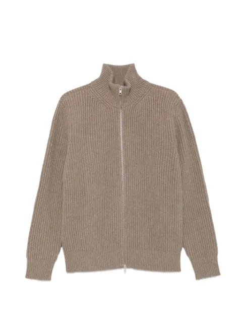 MM6 Maison Margiela ribbed-knit zip-up sweater Grey SH0AM0095M13286