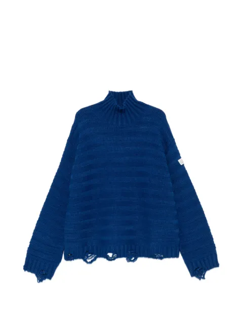 MM6 Maison Margiela distressed ribbed-knit sweater Blue SH0HA0004M13040