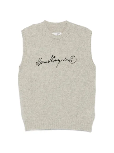MM6 Maison Margiela logo-print knitted sweater Grey SH0FB0028M13288