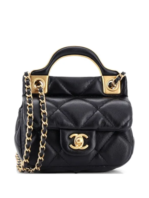 CHANEL Pre-Owned Lady Handle Flap Card Holder on Chain Quilted Calfskin clutch bag Black OS9AV3B1TJQDQYQ1
