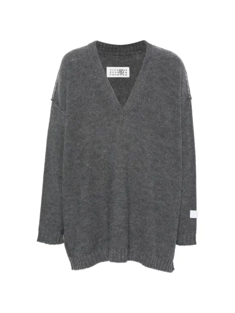 MM6 Maison Margiela V-neck drop-shoulder sweater Grey S52HN0016M13289