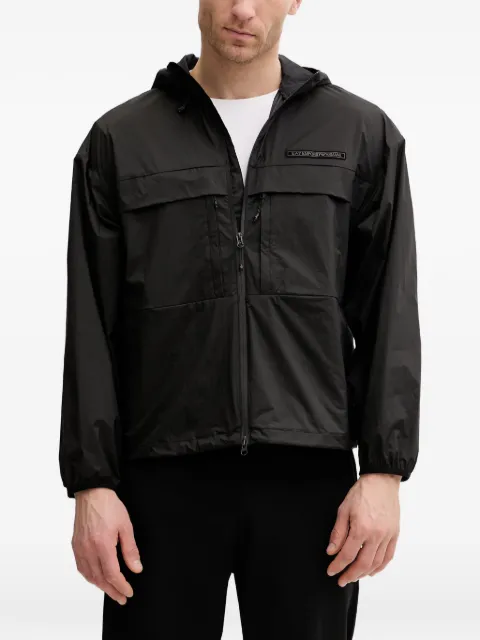 Ea7 Emporio Armani logo-patch hooded windbreaker Black 7M001594AF21031