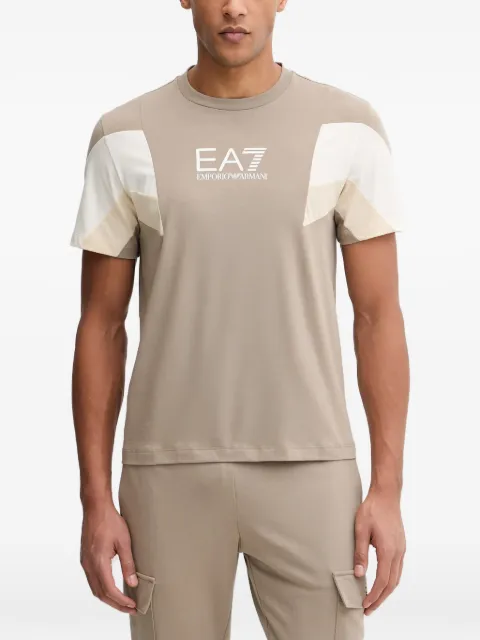 Ea7 Emporio Armani logo-print colour-block T-shirt Neutrals 7M001603AF12503