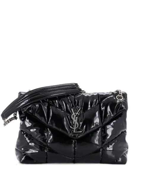 Saint Laurent Pre-Owned Loulou Puffer Quilted Patent Medium shoulder bag Black K7WVGBIU4AMSV5U4