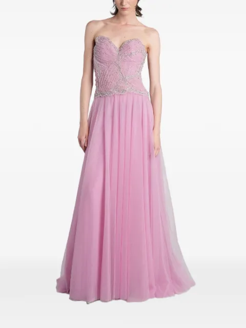 Costarellos Vivienne crystal-embellished strapless gown maxi dress Pink SS2657