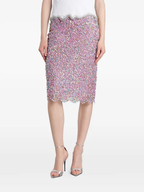 Costarellos Naia sequin-embellished lace midi skirt Pink SS2648