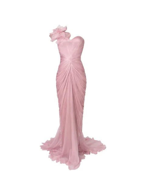 Iris Serban Elisabeth flower-detail ruched maxi dress Pink ELISABETHFLOWER