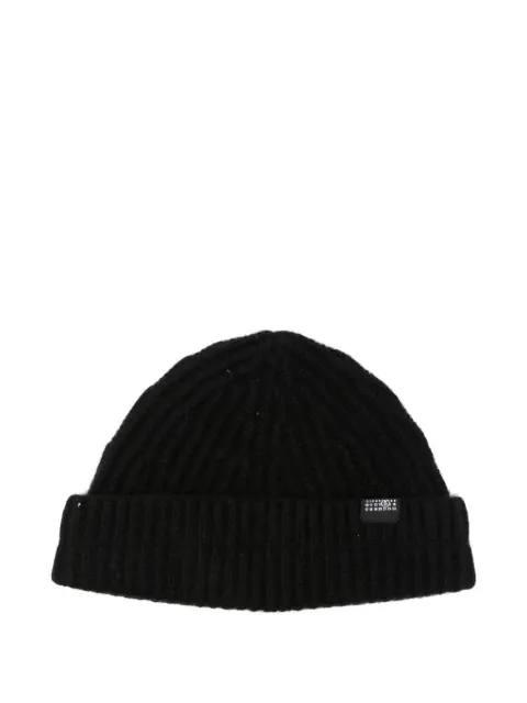 MM6 Maison Margiela ribbed-knit logo-patch beanie hat Black S52TB0016M13285