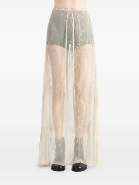 Ann Demeulemeester embroidered wrap maxi skirt Neutrals 2601WSK05RFA735
