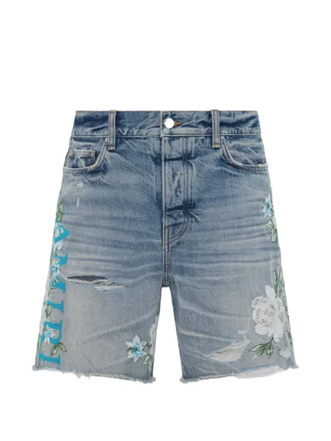 AMIRI embroidered floral-logo shorts Blue PF23MDF008