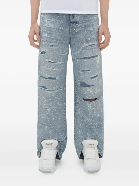 AMIRI crystal-embellished repaired jeans Blue AMDNGG1002