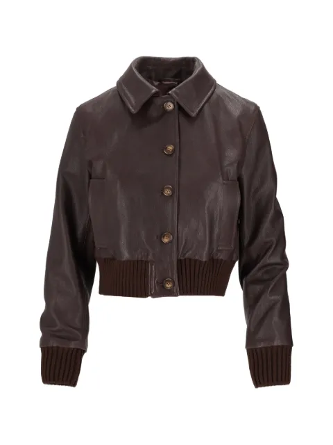 La-Rose Capra ribbed-trim jacket Brown 1566CAPRA