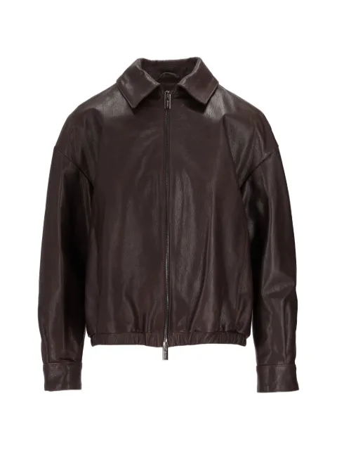 La-Rose zip-up leather jacket Brown 1661C