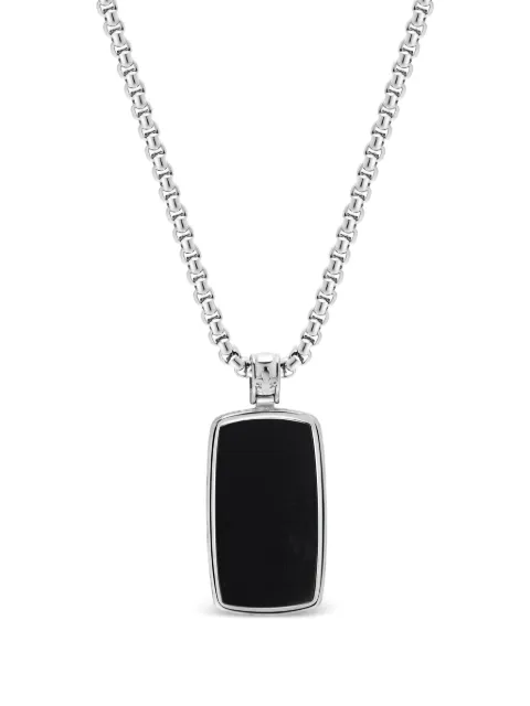 Nialaya Jewelry onyx dog-tag necklace Silver MNEC446