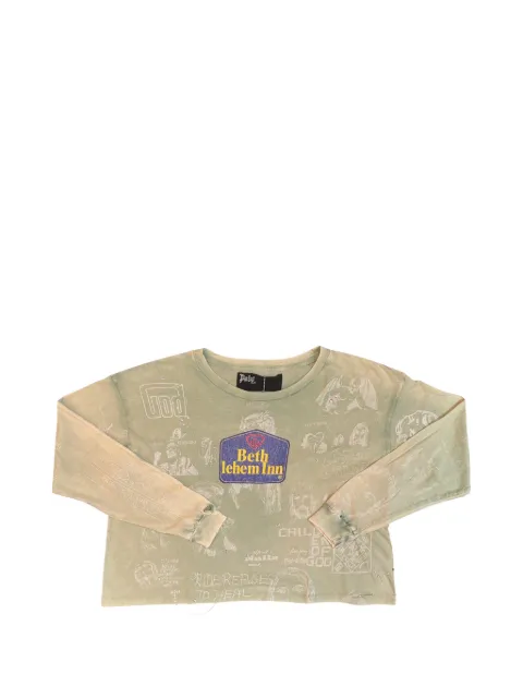 Paly Bethlehem graphic-print distressed long-sleeve T-shirt Green 3U005Q1010LGN
