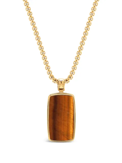 Nialaya Jewelry tiger eye dog tag necklace Gold MNEC456