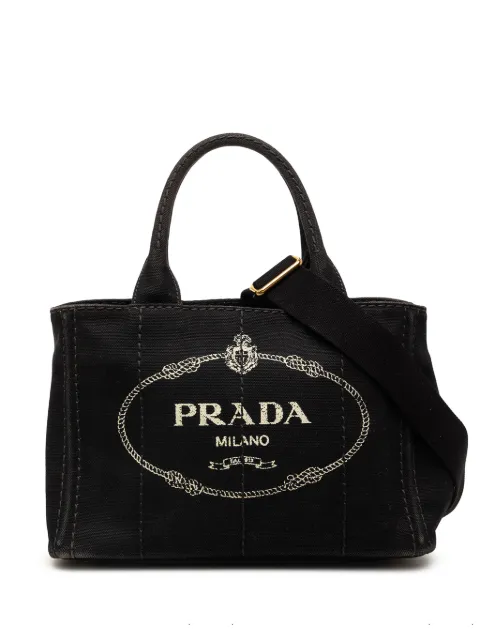 Prada Pre-Owned 2000-2013 Small Canvas Canapa Logo satchel Black 35P0IT3QC8OHSKH7
