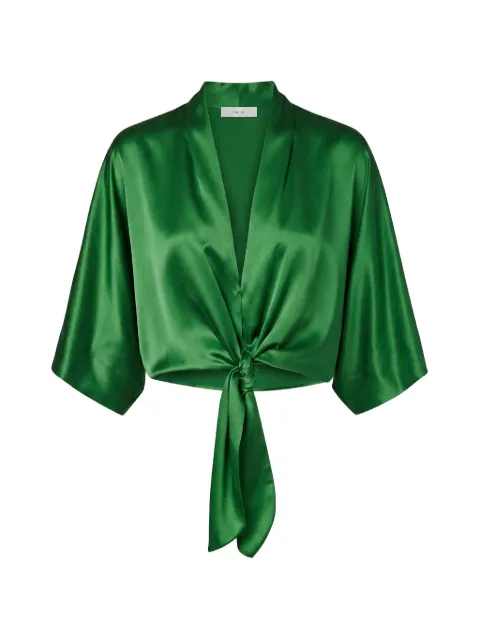 The Sei Dolman tie-front silk blouse Green TS2041