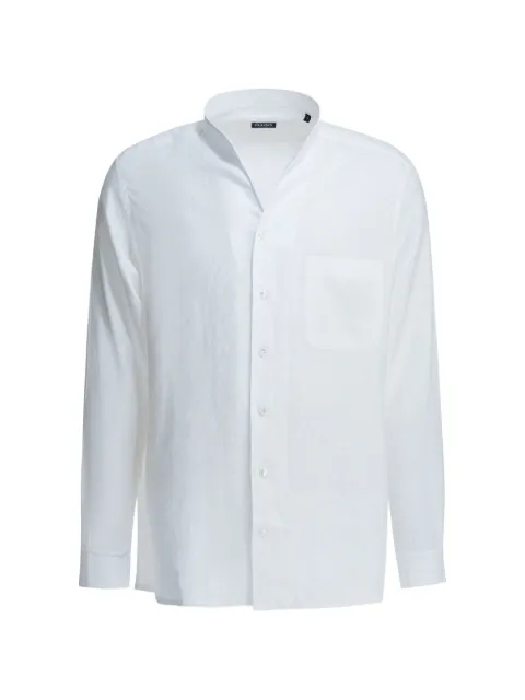Zegna mandarin-collar chest-pocket shirt Blue UHX31A3SRG10