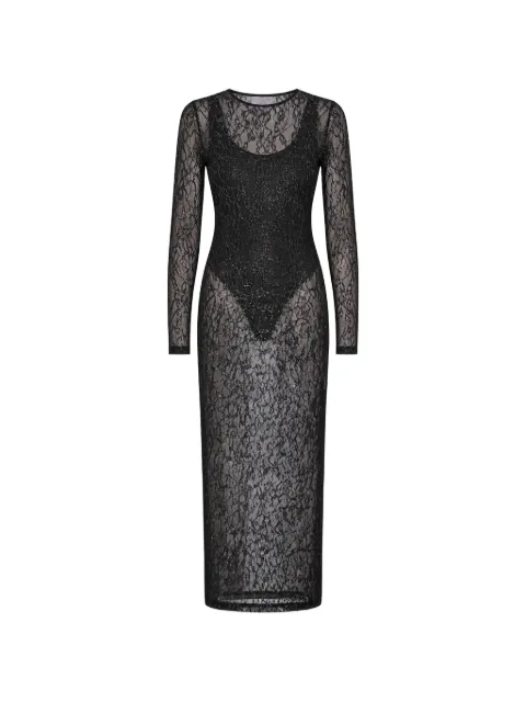 WARDROBE.NYC lace-detail long-sleeve midi dress Black W5092F25ME