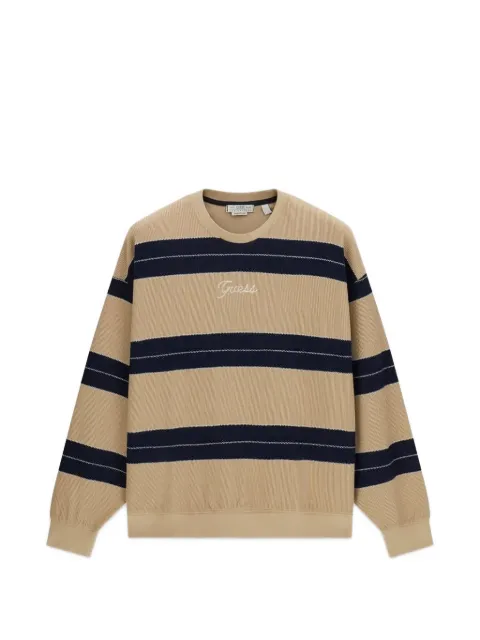 GUESS USA striped embroidered-logo sweatshirt Brown M6RQ15KD311