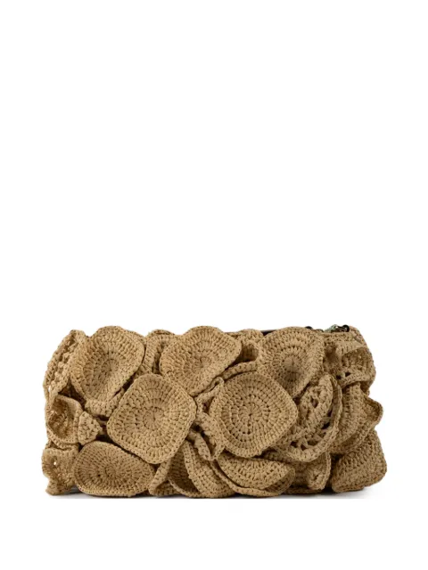 FARM Rio flower-appliqué clutch bag Neutrals 362863