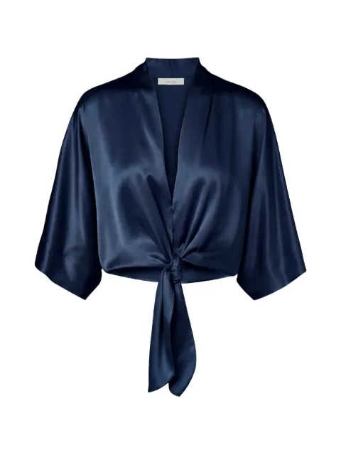 The Sei Dolman tie-front silk blouse Blue TS2041