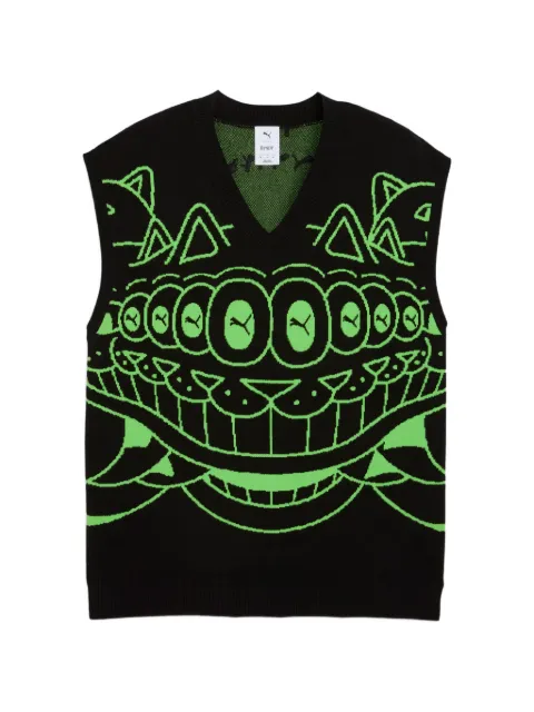 PUMA x RIPNDIP graphic-print V-neck vest Black 632415