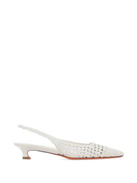 Santoni woven slingback pumps White WDTI72261HA2SARX