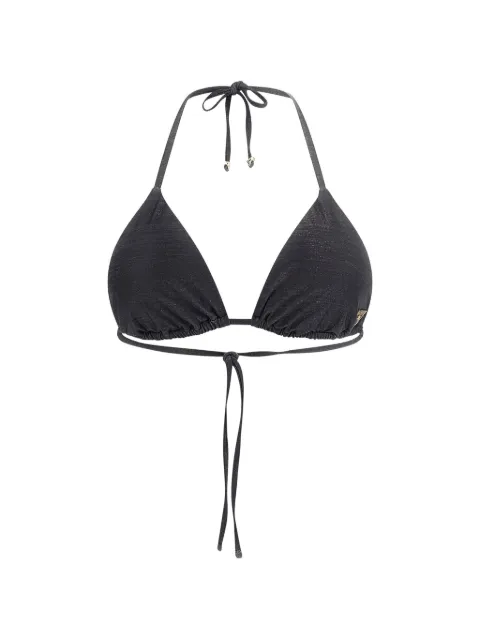 GUESS USA metallic-effect halterneck bikini top Black E4GJ18KC632
