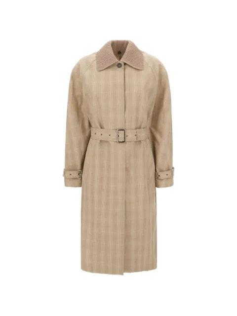 Iceberg check-pattern belted coat Neutrals N0110288