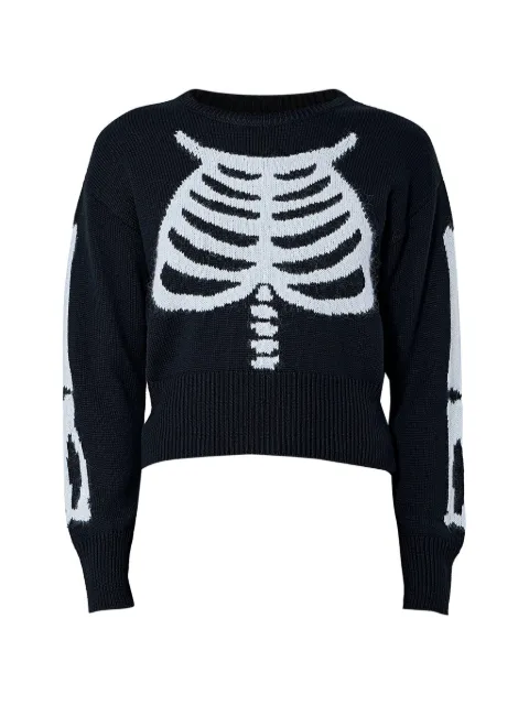 Vaquera skeleton-motif ribbed-knit sweater Black VAQ11N