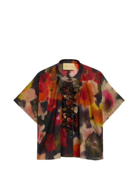 MOMONÌ Berenice ruffled-trim kimono-sleeve shirt Red 261MMOSH00726107MO