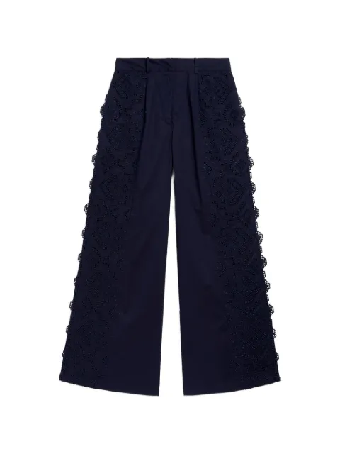 MOMONÌ broderie-anglaise cotton palazzo pants Blue 261MMOPA00726120MO