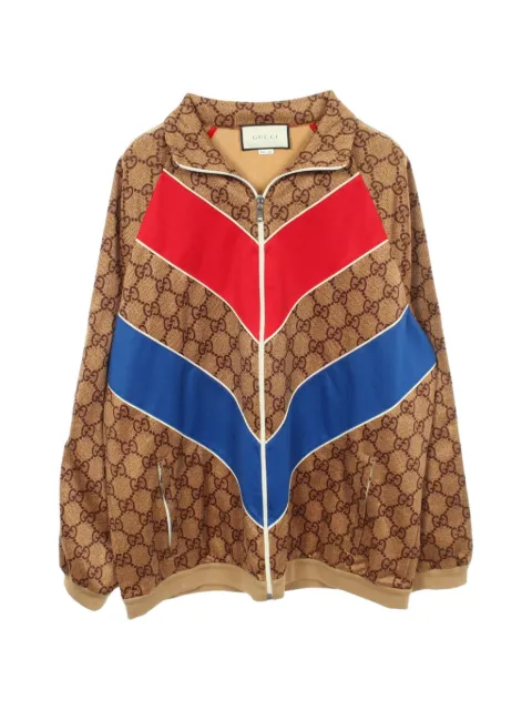 Gucci Pre-Owned 2010s GG print chevron zip-up sweatshirt Brown 1069474