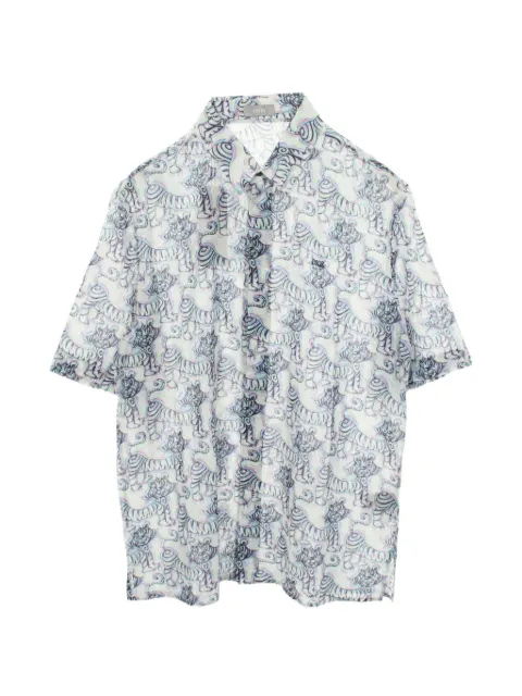 Christian Dior Pre-Owned x Kenny Scharf 2010s tiger-print short-sleeve shirt White 1065514