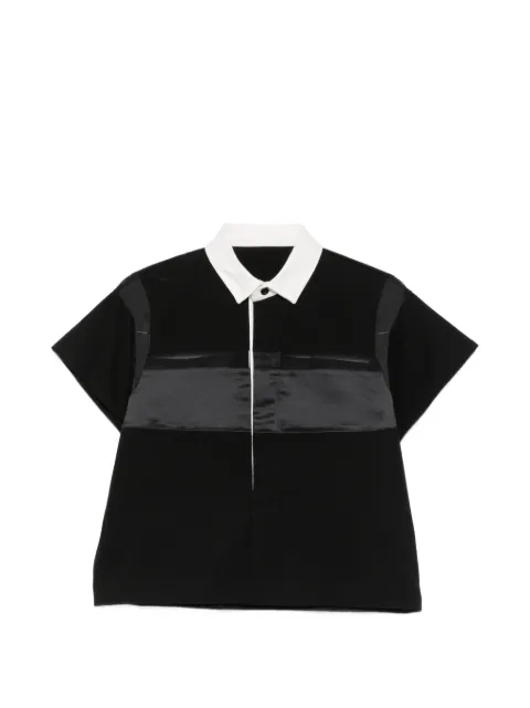 sacai ruffled-sleeve panelled polo top Black 2608352