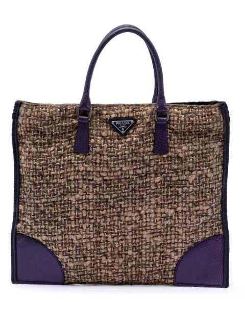 Prada Pre-Owned 2000-2013 Cinghiale Trimmed Viscose Flat tote bag Brown O1HK0WEU6WUUC08S