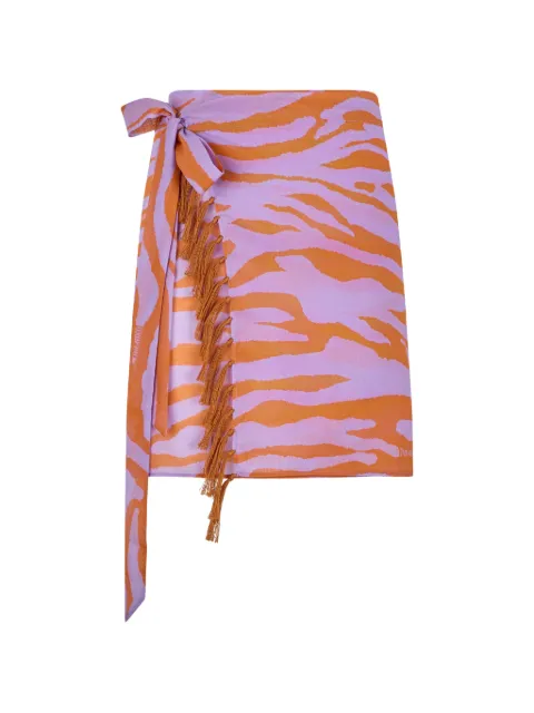 The Attico zebra-print tassel-trimmed mini skirt Purple 260WCR00139CCC134PR